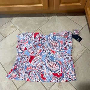 Crown and Ivy Patriotic Paisley Tankini Top—-NWT! XXL